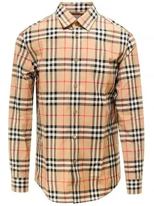 Check Cotton Poplin Shirt Archive Beige - BURBERRY - BALAAN 2