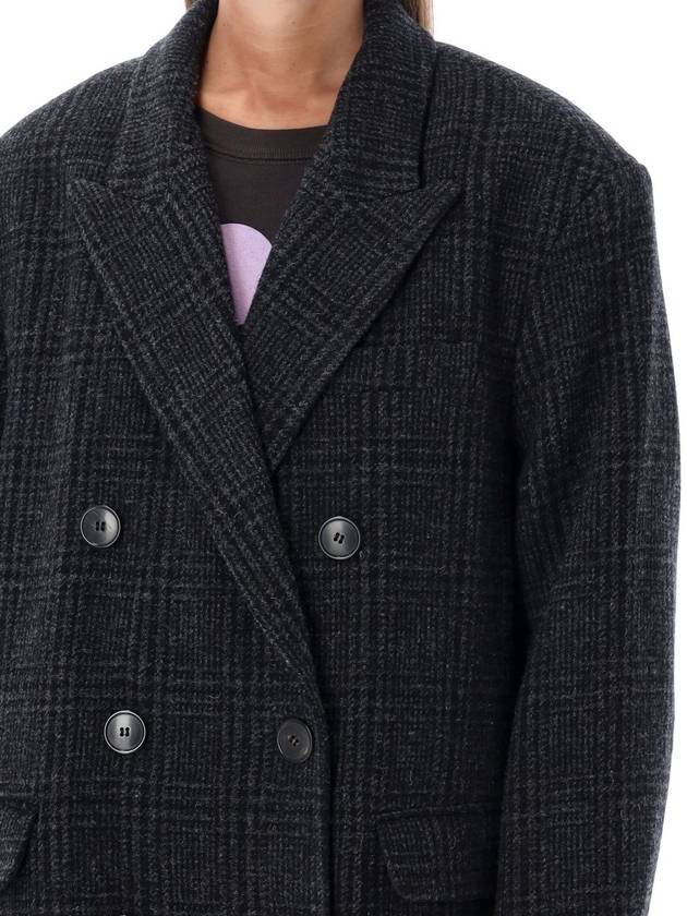 Women's Check Pattern Double Coat Dark Grey - ISABEL MARANT - BALAAN 11