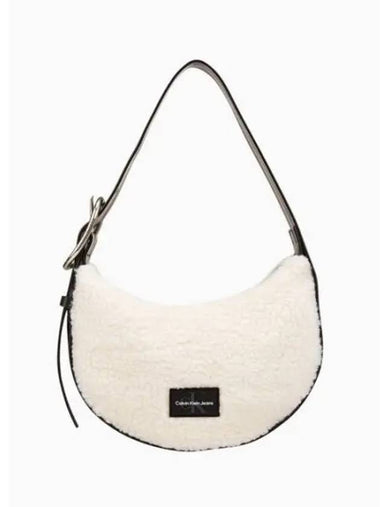 Jeans Sherpa Small Crescent Shoulder Bag White - CALVIN KLEIN - BALAAN 1