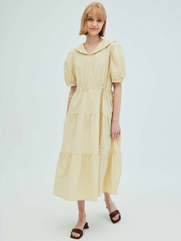 Sailor Collar Tiered Maxi DressYellow - OPENING SUNSHINE - BALAAN 3