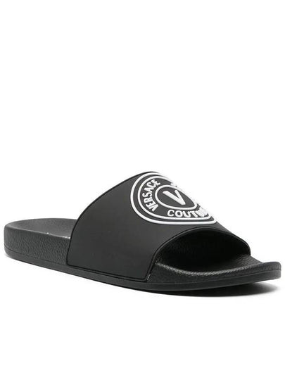 V Emblem Logo Slippers Black - VERSACE - BALAAN 2