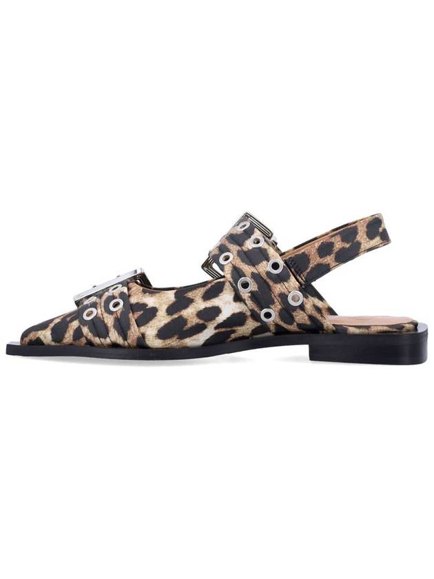 Ganni Leopard Satin Feminine Buckle Ballerinas - GANNI - BALAAN 3