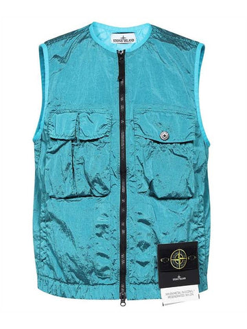 Nylon Metal Badge Vest Blue - STONE ISLAND - BALAAN 1