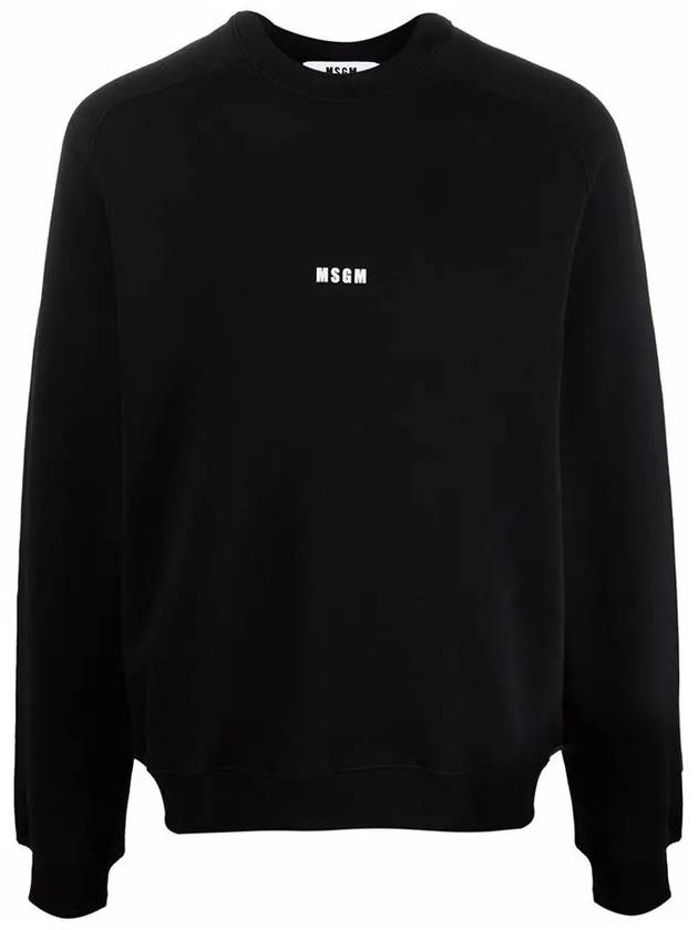 Micro Logo Print Cotton Sweatshirt Black - MSGM - BALAAN 3