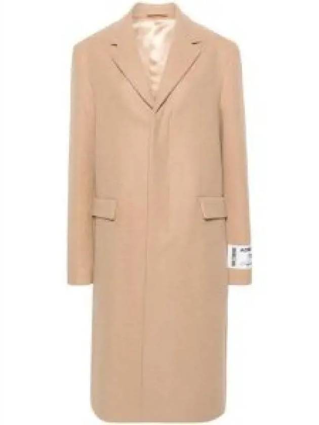 Logo Label Wool Single Coat Camel Beige - ACNE STUDIOS - BALAAN 2