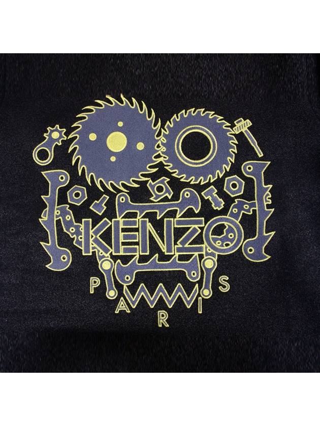 5SW062 99 Black Pearl Brushed Sawtooth Embroidery Sweatshirt - KENZO - BALAAN 5