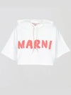 Logo Print Crop Hooded Top White - MARNI - BALAAN 4