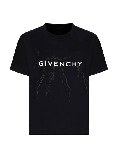 Reflective Motif Cotton Short Sleeve T-Shirt Black - GIVENCHY - BALAAN 2