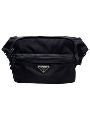 2VH038 Black Re Nylon Biker Bag Cross - PRADA - BALAAN 1