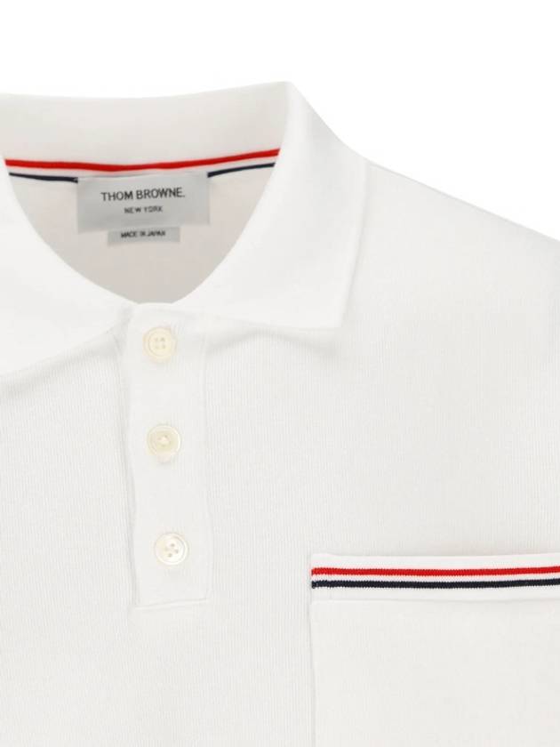 RWB Pocket Interlock Cotton Short Sleeve Polo Shirt White - THOM BROWNE - BALAAN 4