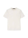 Crew Neck Linen Short Sleeve T-shirt White - LORO PIANA - BALAAN 2