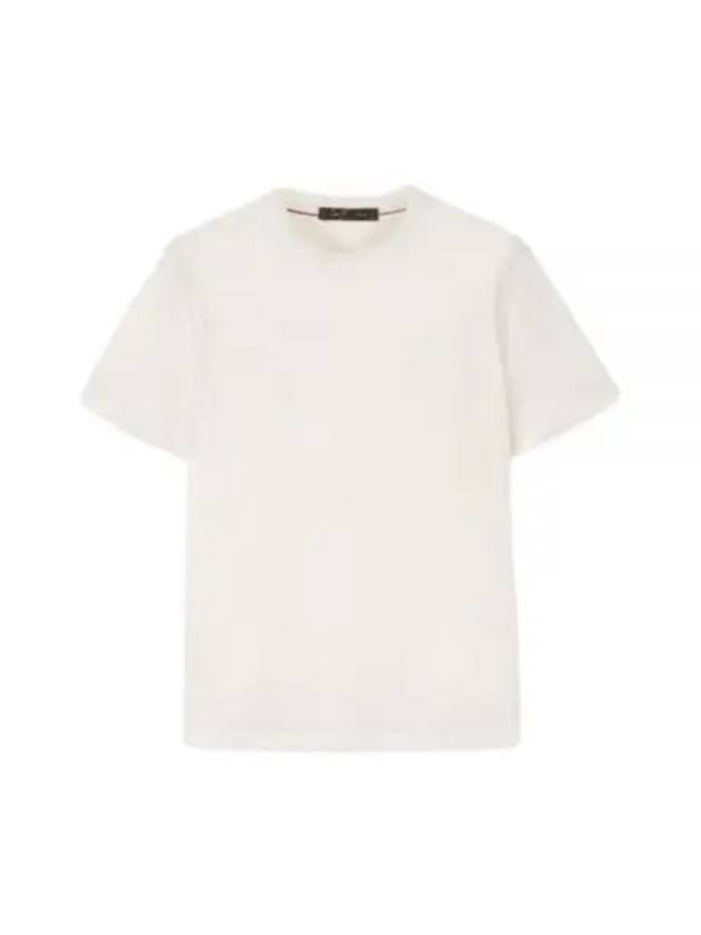 Crew Neck Linen Short Sleeve T-shirt White - LORO PIANA - BALAAN 2