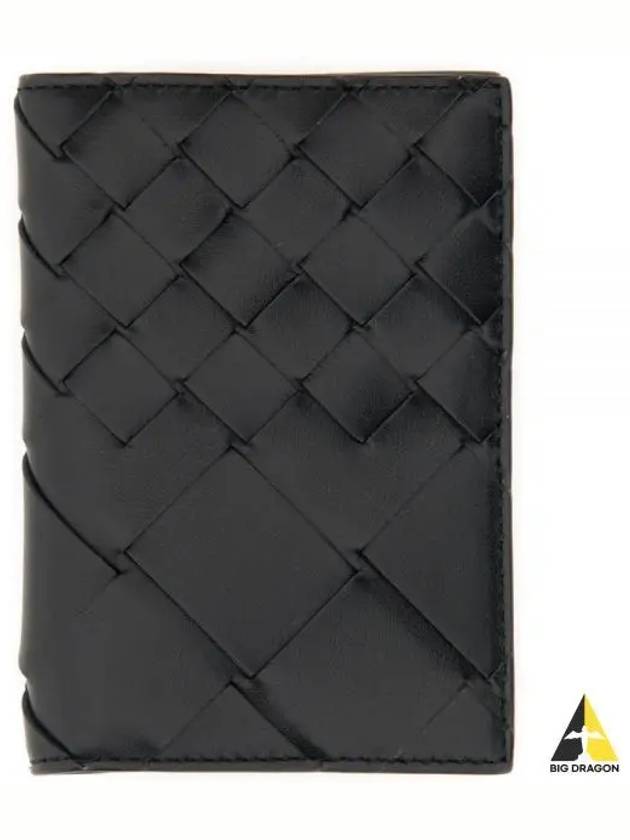 Intrecciato Calfskin Card Holder Black - BOTTEGA VENETA - BALAAN 2