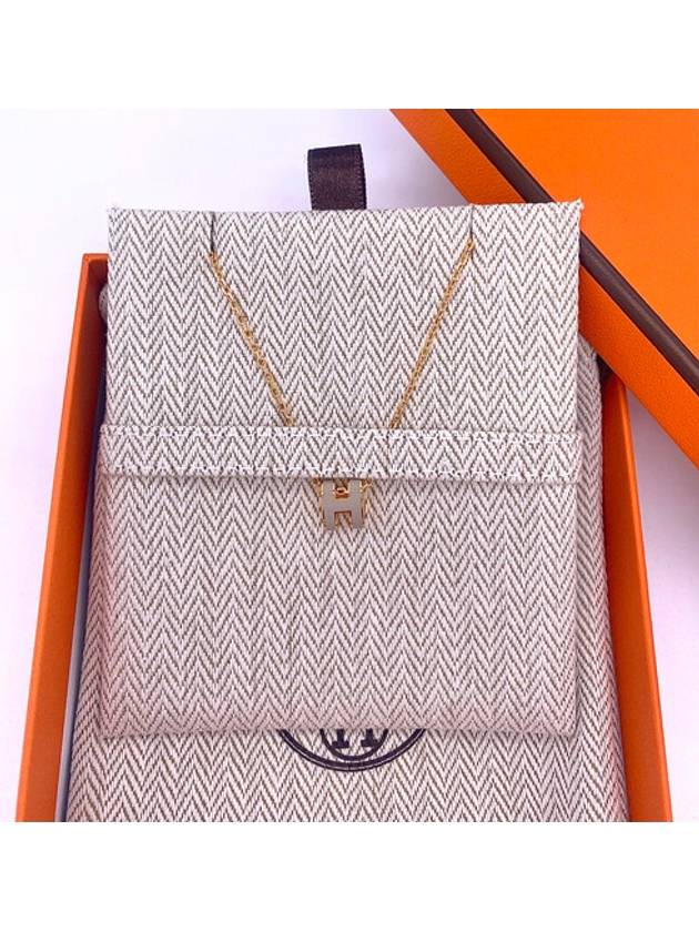 Mini Pop H Pendant Necklace Gold Marron Glace - HERMES - BALAAN 3