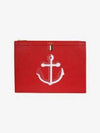 Anchor Embroidered Document Clutch Bag Red - THOM BROWNE - BALAAN 2