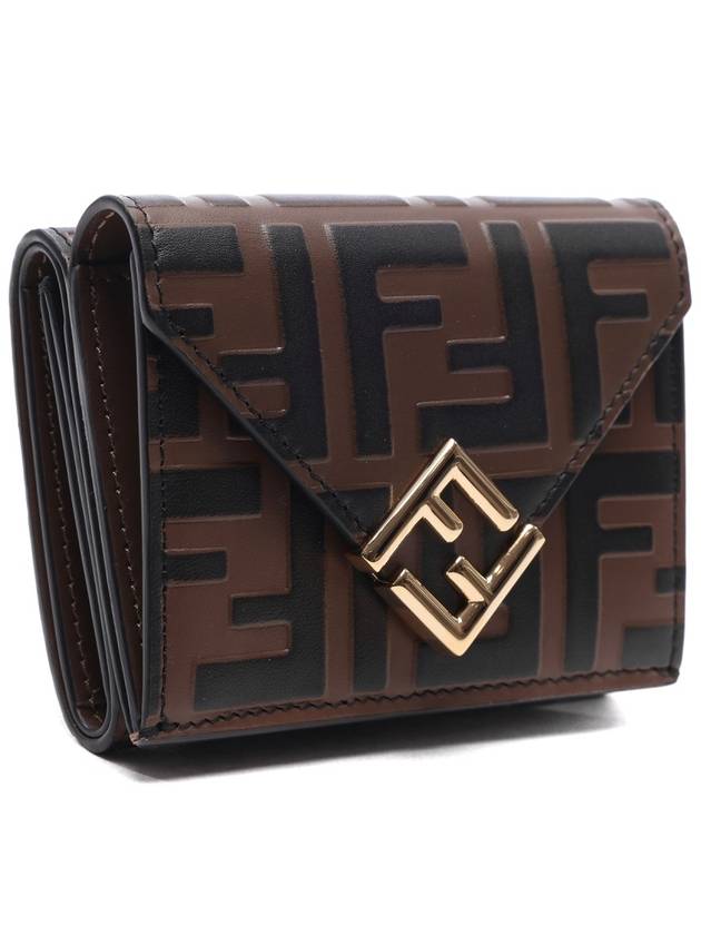 FF Diamond Leather Half Half Wallet Brown - FENDI - BALAAN 4