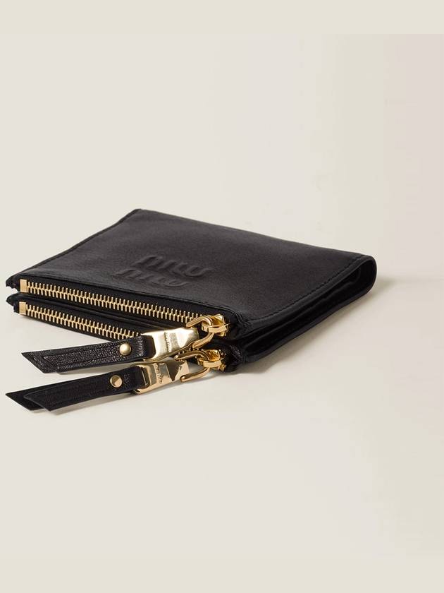 Logo Detail Napa Leather Half Wallet Black - MIU MIU - BALAAN 4