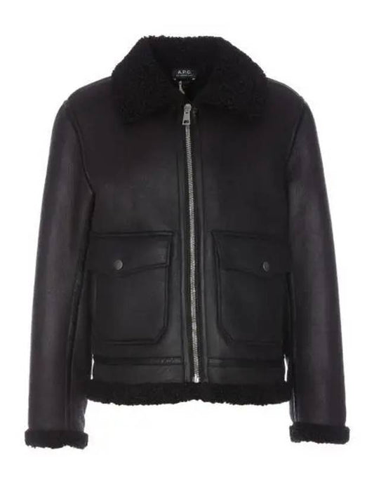 Tommy Shearing Trimming Leather Jacket Black - A.P.C. - BALAAN 2