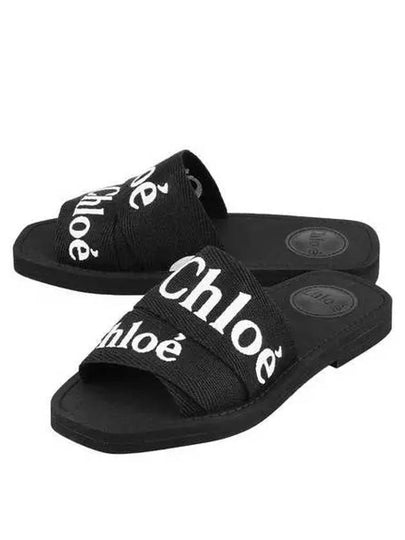 Woody Logo Slide Slippers Black - CHLOE - BALAAN 2