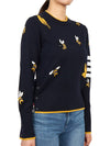 Birds Bees 4-Bar Cotton Merino Pullover Knit Top Navy - THOM BROWNE - BALAAN 4