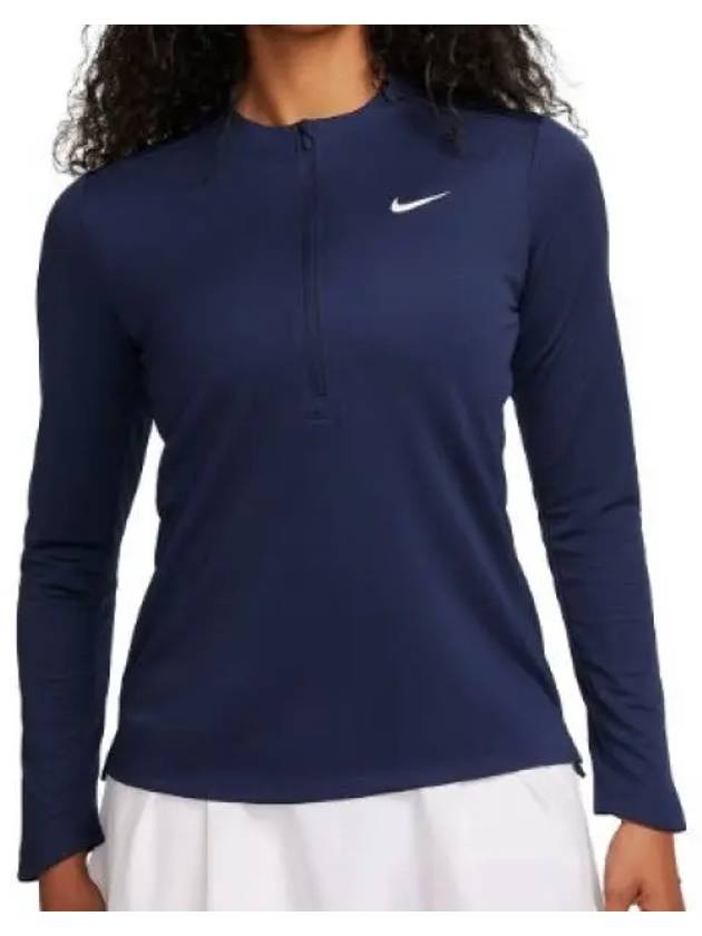 Women's Dri Fit UV Advantage Half Zip Long-Sleeve T-Shirt Navy - NIKE - BALAAN 2