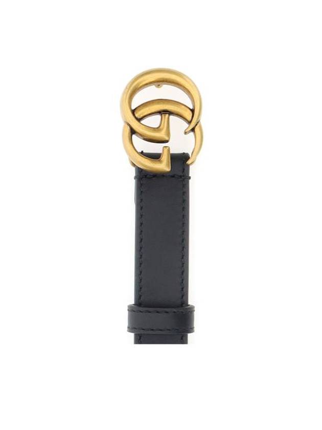 GG Marmont Double Buckle Thin Belt Black - GUCCI - BALAAN 2