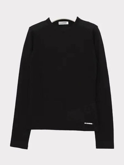 Crew Neck Cotton Long Sleeve T-Shirt Black - JIL SANDER - BALAAN 2