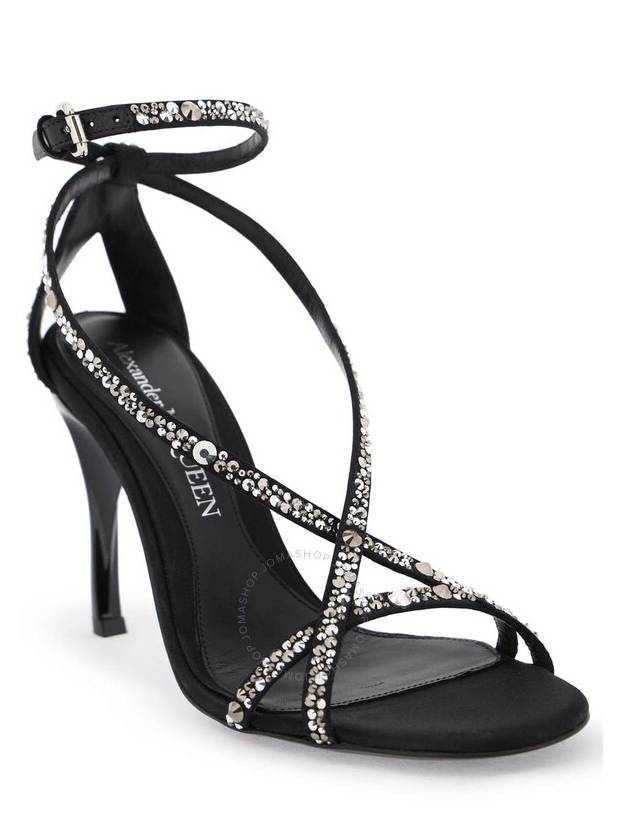 Twisted Armadillo Crystal Sandal Heels Black - ALEXANDER MCQUEEN - BALAAN 3