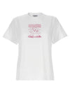 Pink Relax Bunny Logo Print Orc Cotton Short Sleeve T-Shirt White - GANNI - BALAAN 1