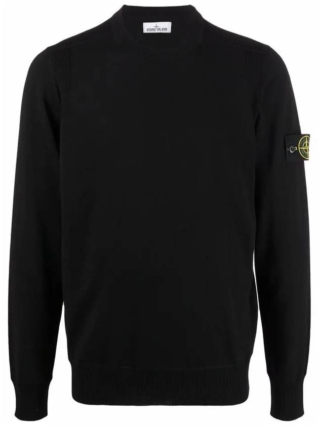 Light Wool Crewneck Knit Top Black - STONE ISLAND - BALAAN 2