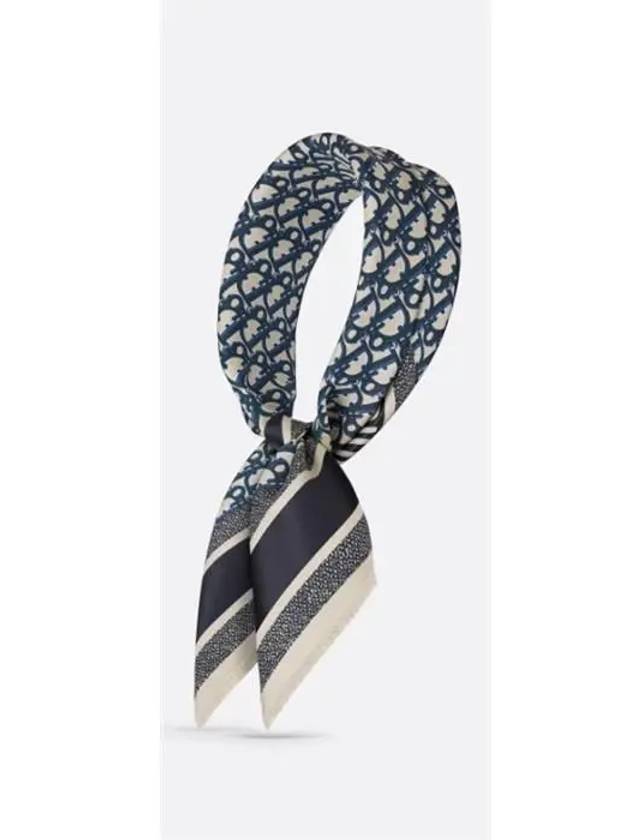 Oblique Square Silk Twill Scarf Navy - DIOR - BALAAN 4