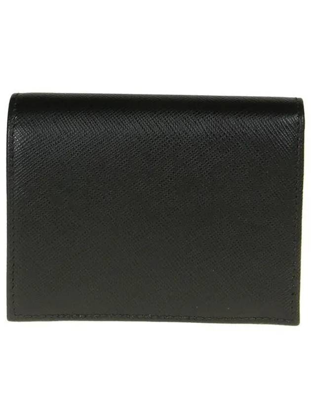 Gold Hardware Triangle Logo Saffiano Half Wallet Black - PRADA - BALAAN 5