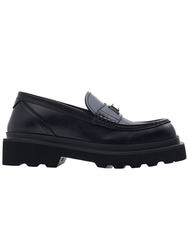 Metal Logo Tag Leather Loafers Black - DOLCE&GABBANA - BALAAN 3