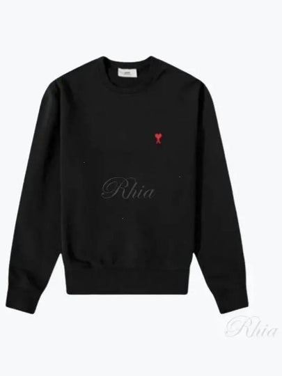 Small Heart Logo Sweatshirt Black - AMI - BALAAN 2