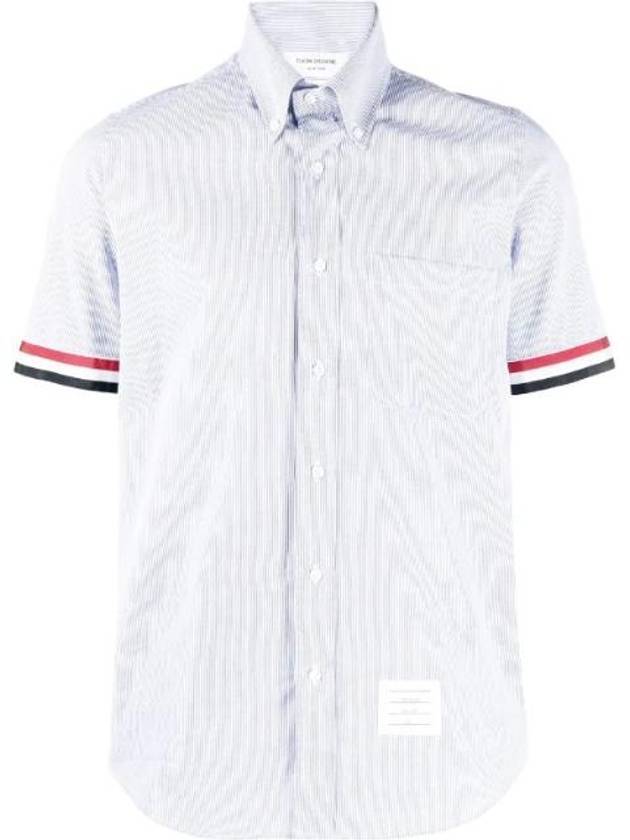 Men's Pincode Armband Short Sleeve Shirt Navy - THOM BROWNE - BALAAN 1