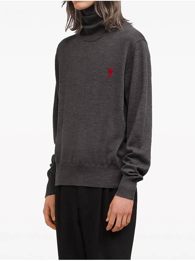 Heart Logo Turtleneck Grey - AMI - BALAAN 4