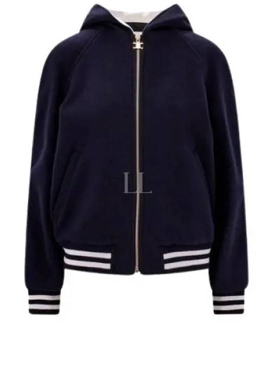 Teddy Double Face Cashmere Hooded Jacket Navy - CELINE - BALAAN 2