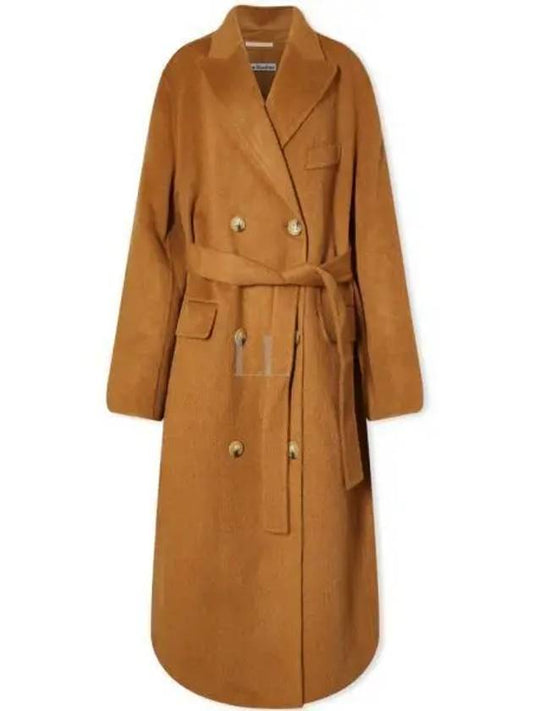 Double Breasted Belt Double Coat Camel - ACNE STUDIOS - BALAAN 2