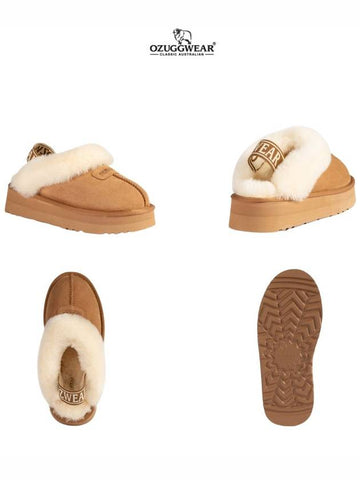 Australia Ozwear UGG Slippers High Heel Winter Fur Shoes Indoor OZ114 Chestnut - OZWEAR UGG - BALAAN 1