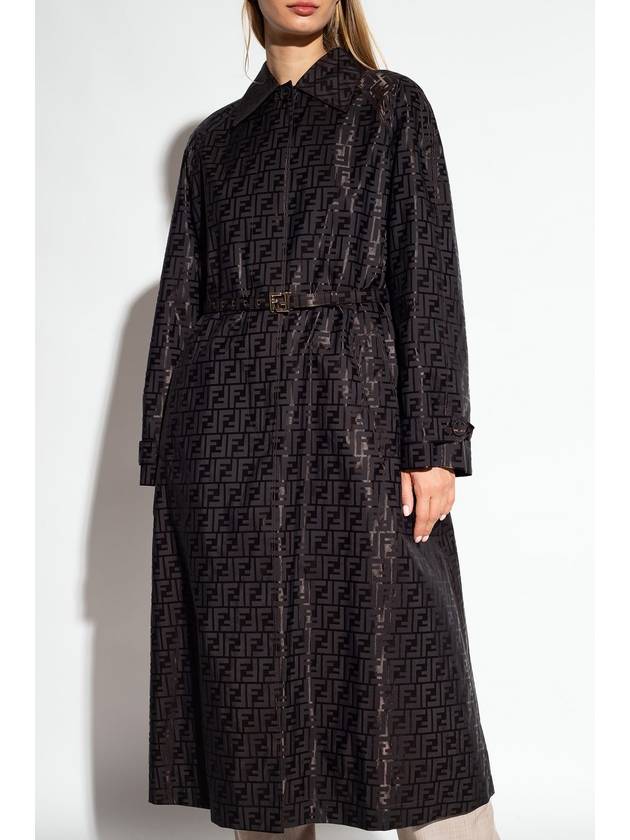 Cotton Blend Trench Coat Black - FENDI - BALAAN 3