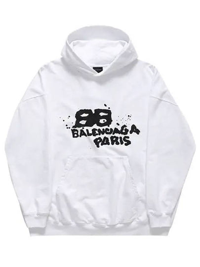 BB Icon Logo Large Fit Hoodie White - BALENCIAGA - BALAAN 2