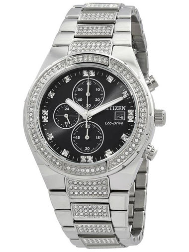 Citizen Crystal Chronograph Eco-Drive Black Dial Men's Watch CA0750-53E - CITIZEN - BALAAN 1