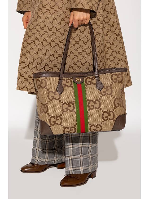 Ophidia Jumbo GG Medium Canvas Tote Bag Camel Brown - GUCCI - BALAAN 4