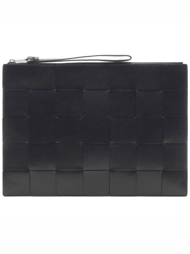 Intrecciato Weaving Strap Clutch Bag Black - BOTTEGA VENETA - BALAAN 3