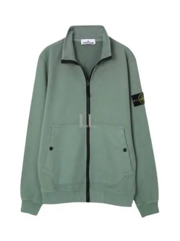 Men's Wappen Patch Cotton Zip Up Jacket Green - STONE ISLAND - BALAAN 2