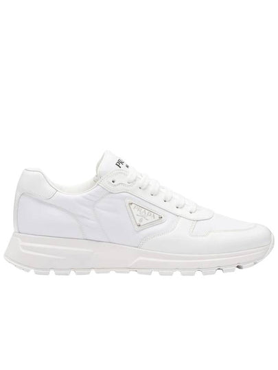 Prax 01 Re-Nylon Brushed Leather Low-Top Sneakers White - PRADA - BALAAN 2