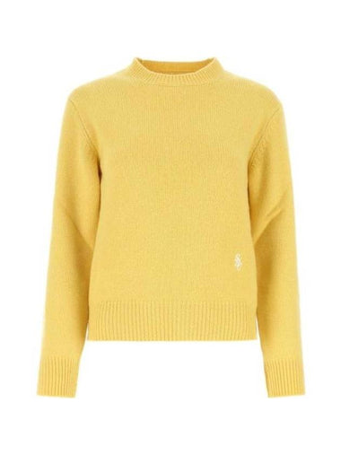 Embroidered Logo Crew Neck Wool Knit Top Yellow - SPORTY & RICH - BALAAN 1