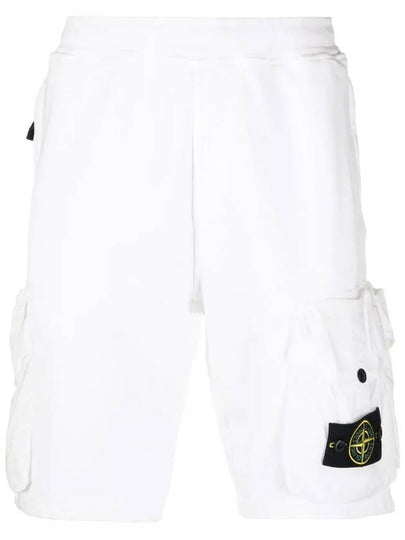 Men's Wappen Patch Cotton Fleece Bermuda Shorts White - STONE ISLAND - BALAAN 2