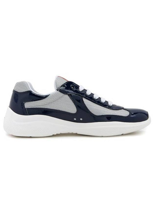 Men's America's Cup Patent Low Top Sneakers Silver Navy - PRADA - BALAAN 1