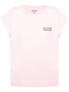 logo printing cap shoulder short sleeve t-shirt pink - GANNI - BALAAN.